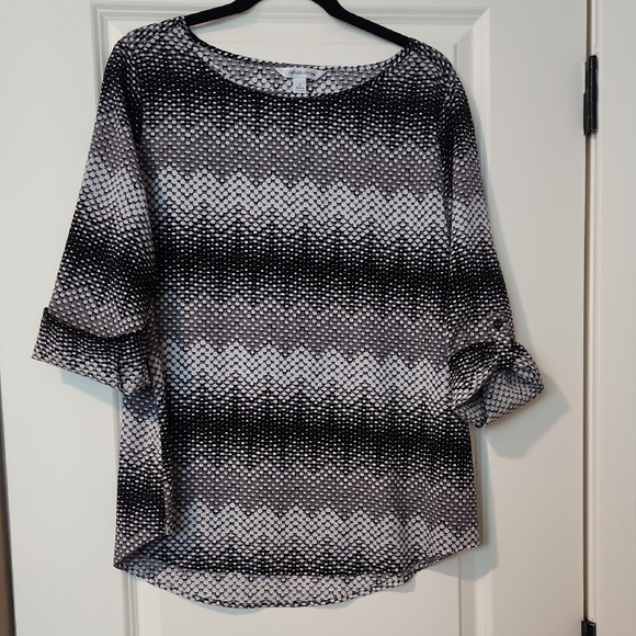 croft & barrow Tops - Womens Croft & Barrow Polka Dot Textured Blouse Size Large